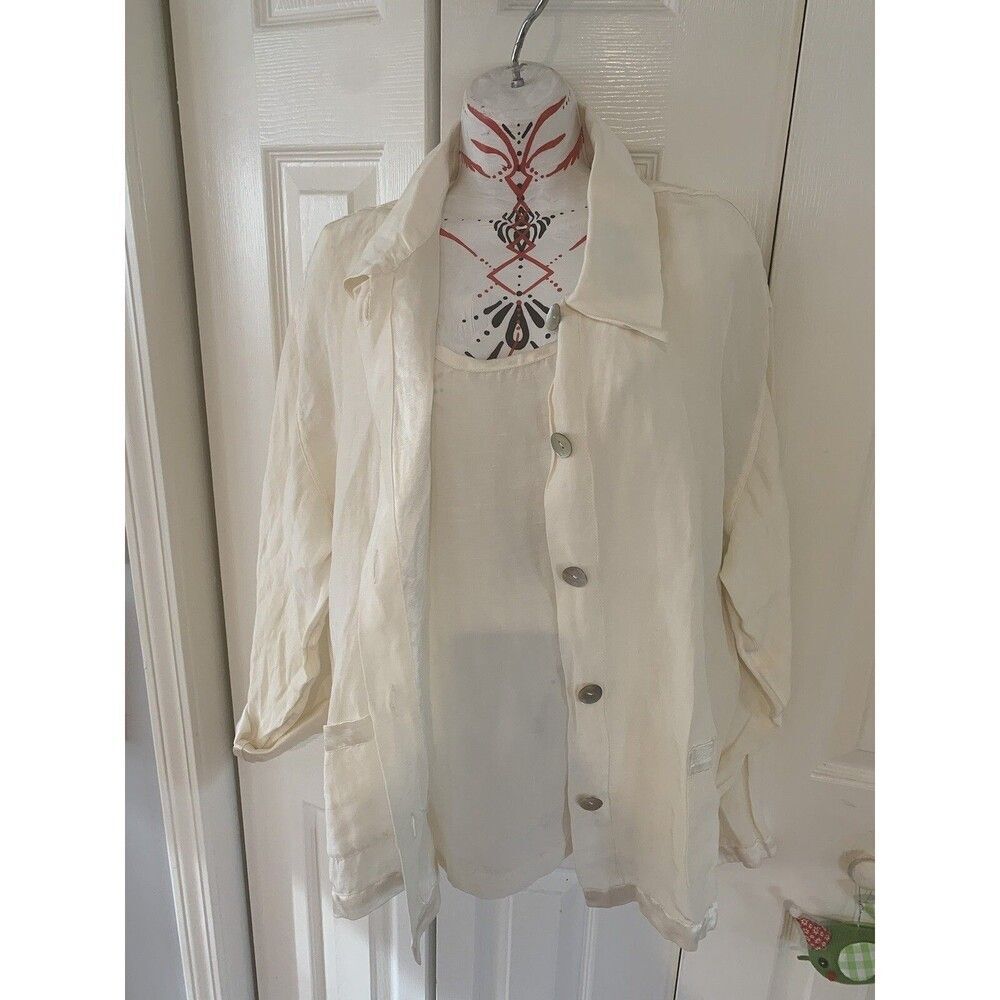 White House 2 piece Linen Blend Tank and Jacket NWT Size Large Off white